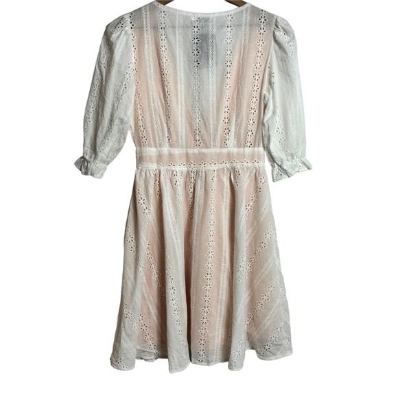 ZARA SUMMER MINI DRESS 2018 WHITE PEACH FLORAL SIZE MEDIUM NEW - Picture 2 of 4